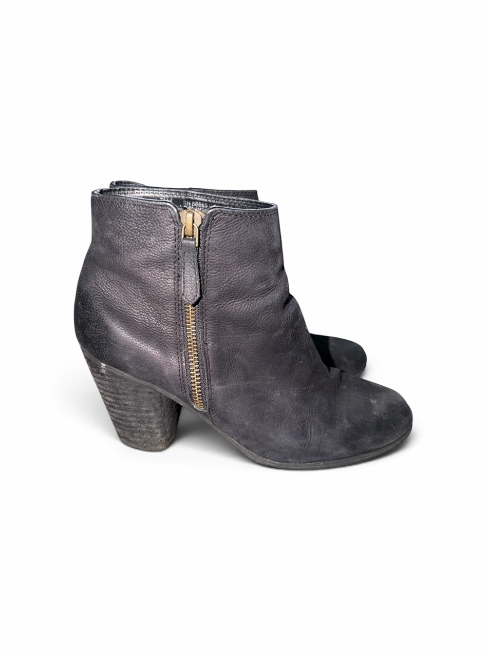 bp Black Leather Ankle Boots with Gold Side Zip
